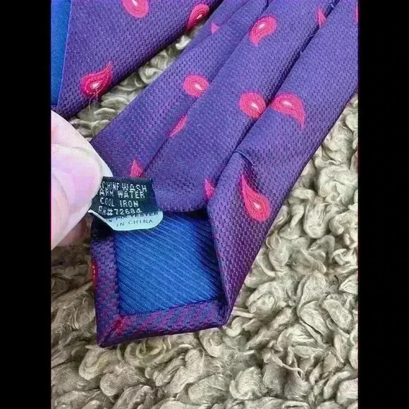 LORD JOHN Neck Tie Mens Purple Paisley  Made in England Vintage - Picture 4 of 6
